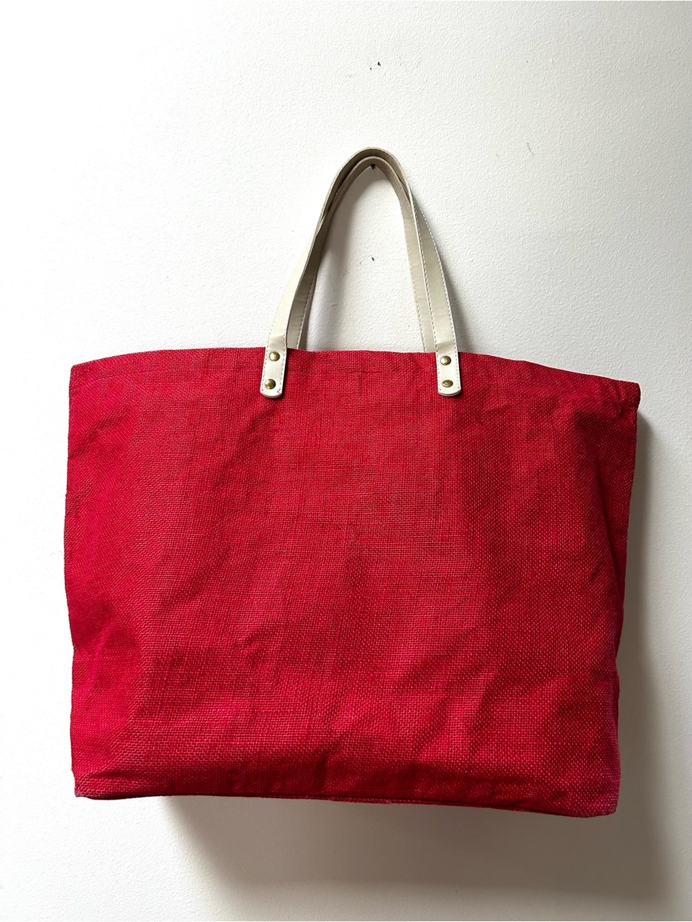 Mud Pie Solid Jute Red Tote